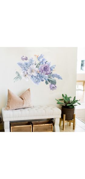 Romantic purple flowers Wall Sticker home wall decoration living room bedroom decor water color wallpaper self-adhesive stickers