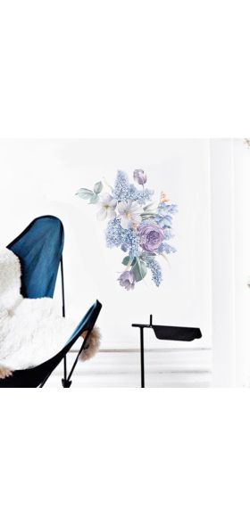 Romantic purple flowers Wall Sticker home wall decoration living room bedroom decor water color wallpaper self-adhesive stickers