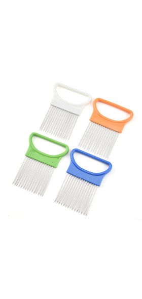 Stainless Steel Onion Needle Onion Fork Vegetables Fruit Slicer Tomato Cutter Cutting Safe Aid Holder Kitchen Accessories Tools