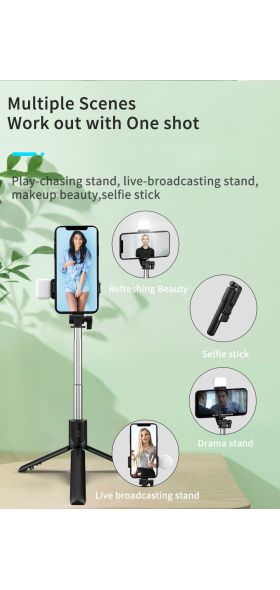 Wireless bluetooth selfie stick foldable mini tripod with fill light shutter remote control for IOS Android Self-Timer Rod Stick
