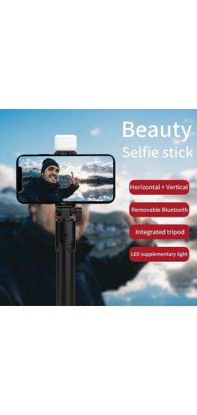 Wireless bluetooth selfie stick foldable mini tripod with fill light shutter remote control for IOS Android Self-Timer Rod Stick