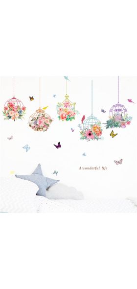colorful garden plants flower wall stickers for kids rooms home decor 3d vivid wall decals pvc mural art diy posters decorations