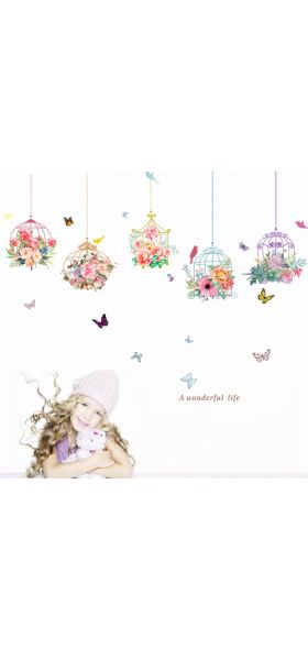 colorful garden plants flower wall stickers for kids rooms home decor 3d vivid wall decals pvc mural art diy posters decorations