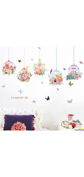 colorful garden plants flower wall stickers for kids rooms home decor 3d vivid wall decals pvc mural art diy posters decorations