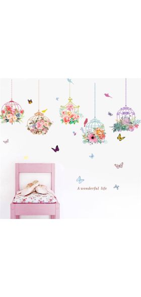 colorful garden plants flower wall stickers for kids rooms home decor 3d vivid wall decals pvc mural art diy posters decorations