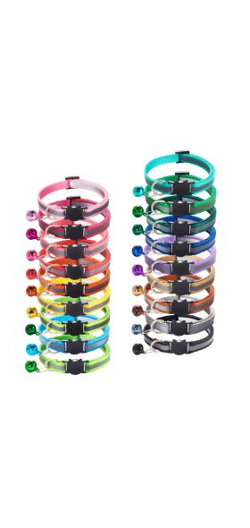 18 Colors Cats Bells Collars Adjustable Nylon Buckles Fashion Reflective Pet Collar Cat Head Pattern Supplies For Accessories