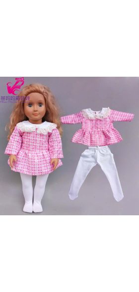 18inch american doll sequin pink lace dress with bow new born baby doll clothes out wear