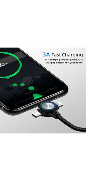 3 in 1 USB Cable For iPhone 12 11 Xs Max Xr X 8 7 6s 5s Charing Charger USB C Micro USB Cable For Samsung Xiaomi Android Phone