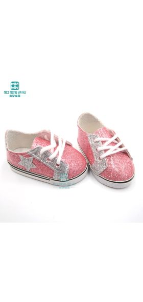 7cm shoes for doll fit 43 cm baby new born doll and american doll Pink sneakers