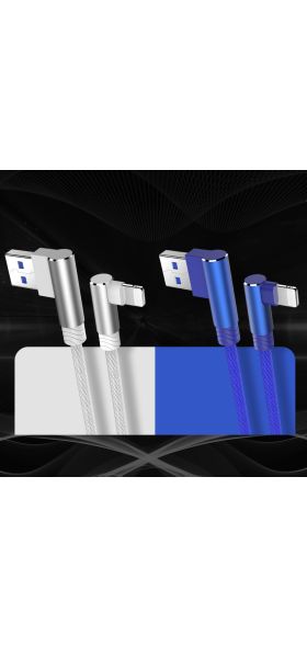 90 Degree Fast Charging USB Charger Cable For iPhone 6 6s 7 8 Plus X XR Xs 11 12 Pro Max SE 2 iPad Origin Data Cord Long Wire 3m