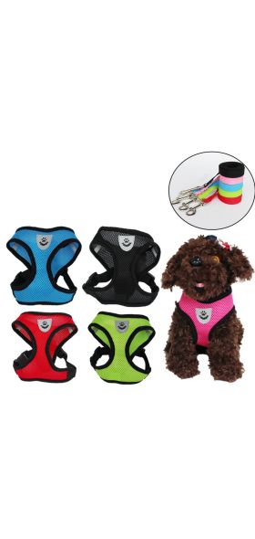 Cat Dog Adjustable Harness Vest Walking Lead Leash For Puppy Dogs Collar Polyester Mesh Harness For Small Medium Dog Cat Pet