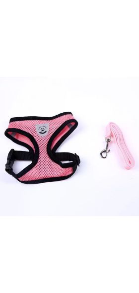 Cat Dog Adjustable Harness Vest Walking Lead Leash For Puppy Dogs Collar Polyester Mesh Harness For Small Medium Dog Cat Pet