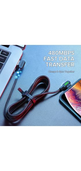 MCDODO 3m 2.4A USB Cable LED Fast Charging Mobile Phone Charger Data Cord For iPhone 12 mini 11 Pro Max Xs Xr X 8 7 6s 6 Plus SE