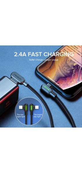 MCDODO 3m 2.4A USB Cable LED Fast Charging Mobile Phone Charger Data Cord For iPhone 12 mini 11 Pro Max Xs Xr X 8 7 6s 6 Plus SE