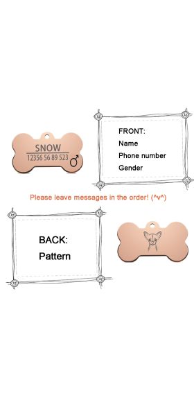 New 1pcs cat dog ID tag Free engraving dog Collar pet Charm Pet name pendant Bone Necklace Collar Puppy cat collar accessory