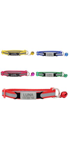 Nylon Collar Reflective Custom Personalized ID Free Engraving Cat Small Dog Cute Nylon Adjustable for Puppy Kittens Necklace