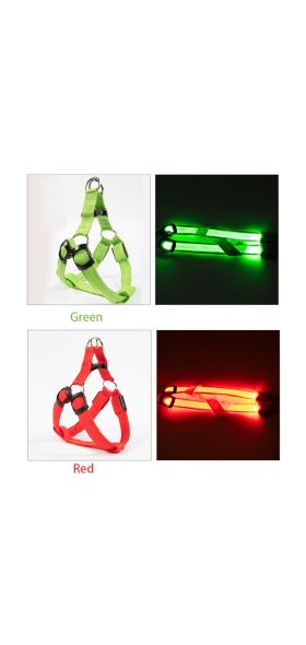 Nylon Pet Safety LED Harness Dog Product Flashing Light Harness LED Dog Harness Leash Rope Belt LED Dog Collar Vest Pet Supplies