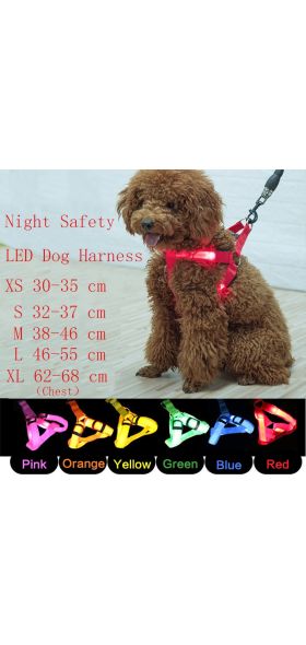 Nylon Pet Safety LED Harness Dog Product Flashing Light Harness LED Dog Harness Leash Rope Belt LED Dog Collar Vest Pet Supplies