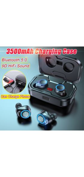 TWS Bluetooth 5.0 Earphones 3500mAh Charging Box Wireless Headphone 9D Stereo Sports Waterproof Earbuds Headsets With Microphone