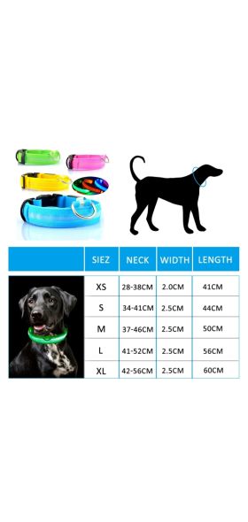 USB charging LED dog light pet dog collar anti-lost at night/avoid cat and dog puppies car accident flashing luminous collar