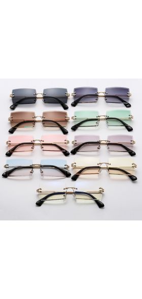 2020 Small Rimless Sunglasses Women Summer Style Rectangle Sun Glasses Green Brown Shades Female UV400 Mirrors Glasses Eyewear
