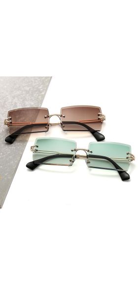 2020 Small Rimless Sunglasses Women Summer Style Rectangle Sun Glasses Green Brown Shades Female UV400 Mirrors Glasses Eyewear