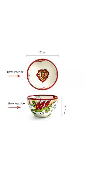 Bohemian Hand-painted Ceramic Salad Bowl Rice Ramen Bowl Soup Bowls Fruit Home Breakfast Cereal Household Kitchen Tableware