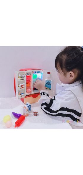 Kitchen Fridge Toys Cabinet Style Toys Refrigerator Fridge Freezer With Spray Ice Dispenser Unique Toy Food Pretend Games