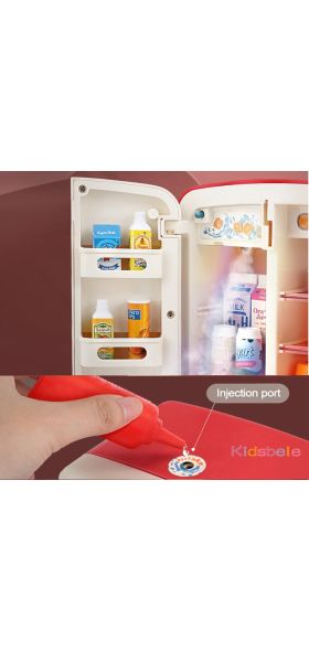Kitchen Fridge Toys Cabinet Style Toys Refrigerator Fridge Freezer With Spray Ice Dispenser Unique Toy Food Pretend Games