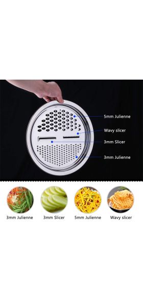 LMETJMA 3 in 1 Vegetable Slicer Cutter Drain Basket Stainless Steel Vegetable Julienne Grater Salad Maker Bowl KC0410