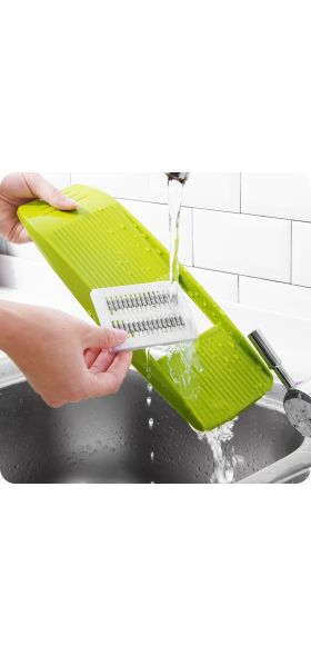 LMETJMA Mandoline Slicer Stainless Steel Vegetable Slicer with 3 Blades Julienne Slicer Cutter for Potato Carrot KC0083