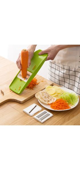 LMETJMA Mandoline Slicer Stainless Steel Vegetable Slicer with 3 Blades Julienne Slicer Cutter for Potato Carrot KC0083