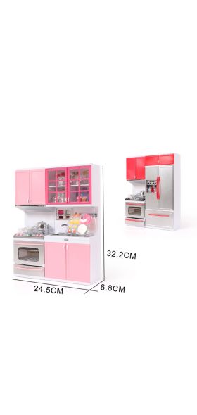 Mini Doll House Furniture LED Music Stove Fridge Kids Pretend Play Cooking Toy Funny Educational Toys Gift for children birthday