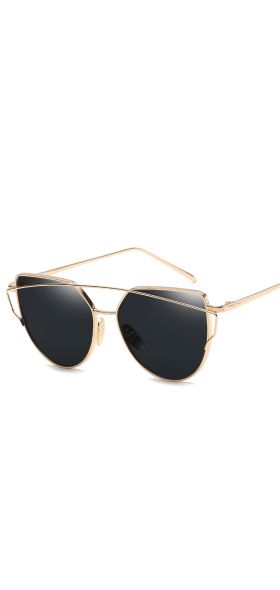 New Fashion Cat Eye Sunglasses Women Luxury Brand Design Mirror Lens Vintage Sun Glasses Rose Gold Metal UV400 oculos