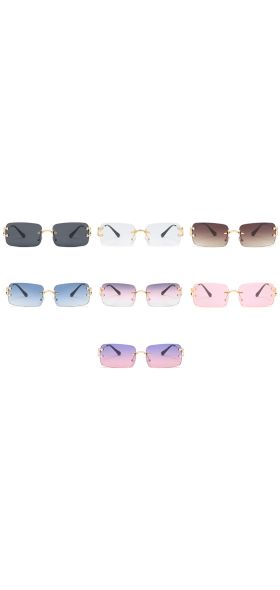 Peekaboo blue rectangular sunglasses rimless men metal fashion square sun glasses for women gradient lens frameless 2021 uv400