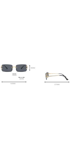 Peekaboo blue rectangular sunglasses rimless men metal fashion square sun glasses for women gradient lens frameless 2021 uv400