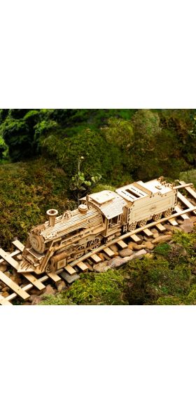 Robotime Rokr DIY 308pcs Laser Cutting Movable Steam Train Wooden Model Building Kits Assembly Toy Gift for Children Adult MC501