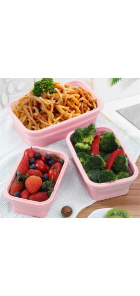 Silicone Folding Bento Box Collapsible Portable Lunch Box for Food Dinnerware Food Container Bowl For Children Adult