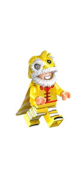 Small building block toys Chinese New Year'S Eve Dinner Lion Dance Dragon Dance Figures Building Blocks Bricks Children Toys