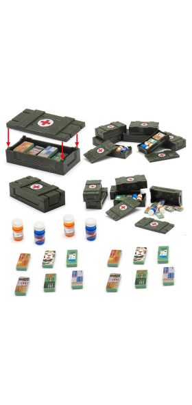 WW2 battlefield Building Blocks first aid Supply box DIY military Special police city series with Figures Moc Christmas gift toy