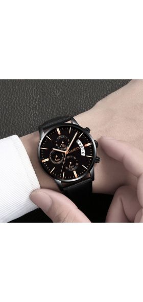 2019 relogio masculino watches men Fashion Sport Stainless Steel Case Leather Band watch Quartz Business Wristwatch reloj hombre
