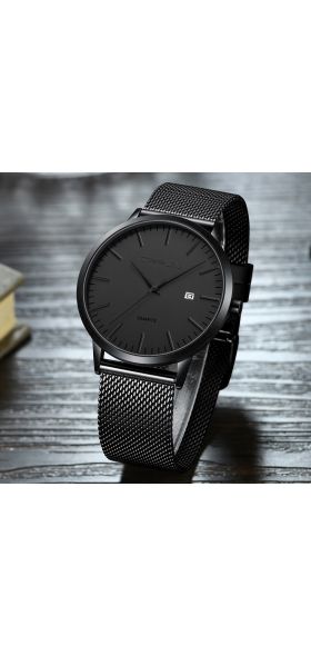 CRRJU Fashion Mens Watches Ultra Thin Quartz Watch Men Casual Slim Mesh Steel Waterproof Sport Watch Black Relogio Masculino