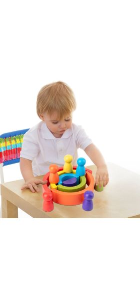 DIY children's wooden rainbow toy creative wood rainbow stacked balance blocks baby toy Montessori educational toys for children
