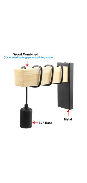 Iron Wood Nordic Black E27 Wall Light Fixture Lampara Pared Stairs Led Light Lamps for Home Lampara De Pared