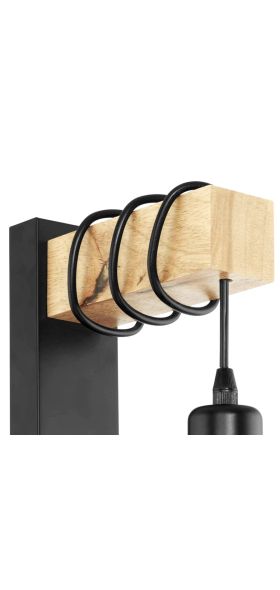 Iron Wood Nordic Black E27 Wall Light Fixture Lampara Pared Stairs Led Light Lamps for Home Lampara De Pared