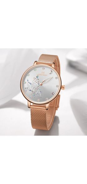 NAVIFORCE Luxury Crystal Watch Women Top Brand Rose Gold Steel Mesh Ladies Wrist Watches Bracelet Girl Clock Relogio Feminino