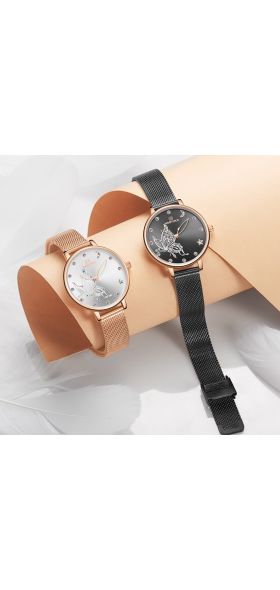 NAVIFORCE Luxury Crystal Watch Women Top Brand Rose Gold Steel Mesh Ladies Wrist Watches Bracelet Girl Clock Relogio Feminino