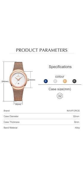 NAVIFORCE Watch Women Fashion Dress Quartz Watches Lady Stainless Steel Waterproof Wristwatch Simple Girl Clock Relogio Feminino