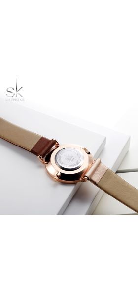 SK Luxury Leather Watches Women Creative Fashion Quartz Watches For Reloj Mujer 2019 Ladies Wrist Watch SHENGKE relogio feminino