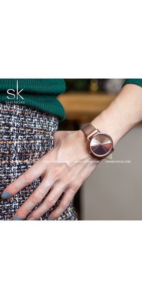 SK Luxury Leather Watches Women Creative Fashion Quartz Watches For Reloj Mujer 2019 Ladies Wrist Watch SHENGKE relogio feminino